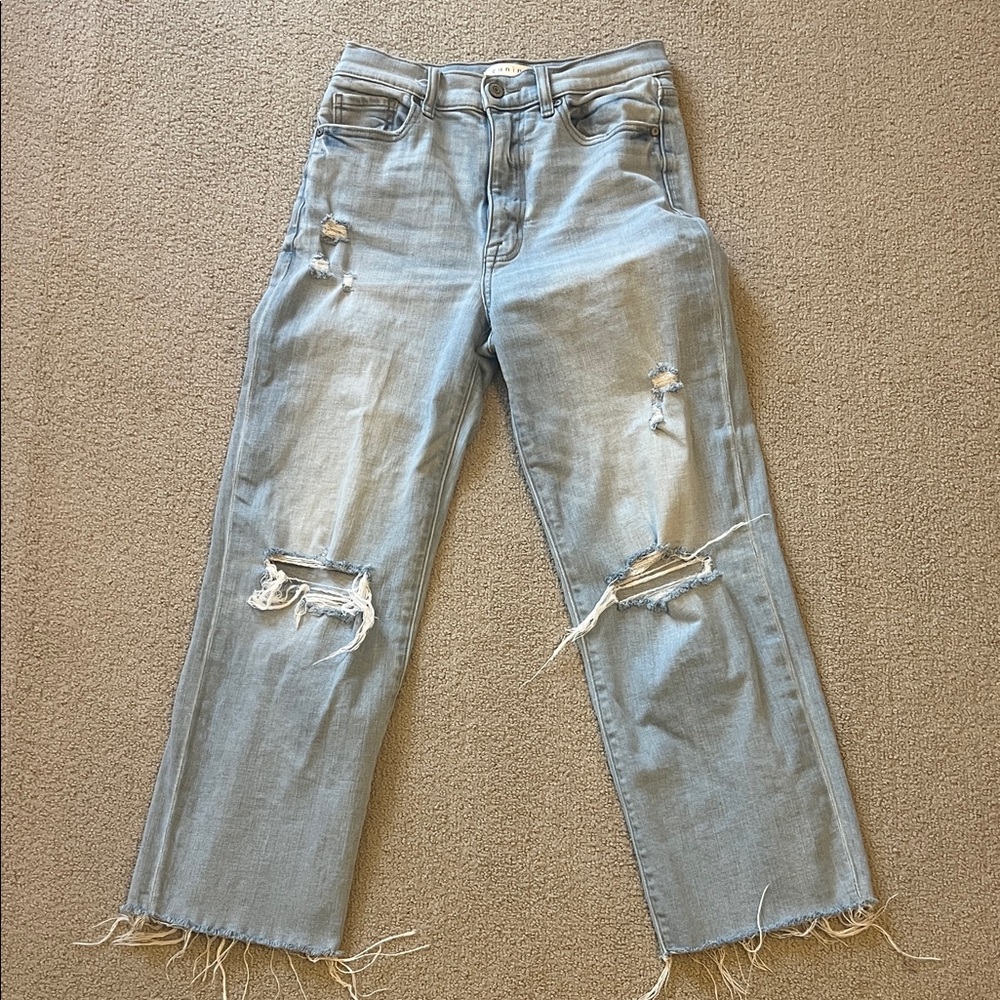 Eunina Light Blue Distressed Straight Leg Jeans